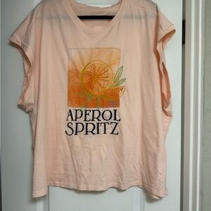 Anthropologie Orange Sleeveless Boxy T-Shirt